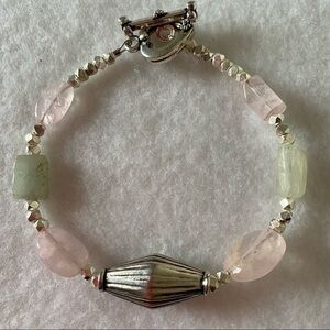 Sundance 925 Silver Mint Green Pink Rose Quartz Sundance style Bracelet NEW